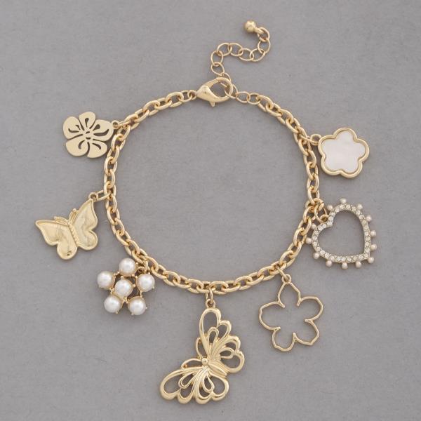 BUTTERFLY MULTI CHARM METAL BRACELET