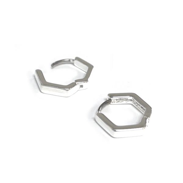 METAL HEXAGON HUGGIE EARRING