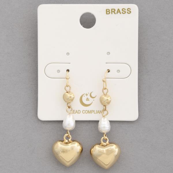 PUFFY HEART CHARM BEADED DANGLE EARRING