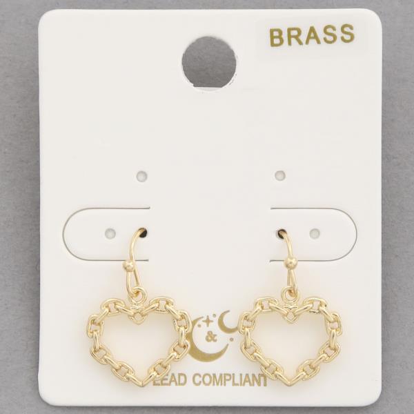 HEART CHAIN METAL DANGLE EARRING