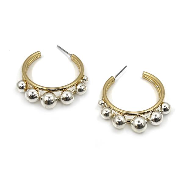 TWO TONE METAL HOOP EARRING