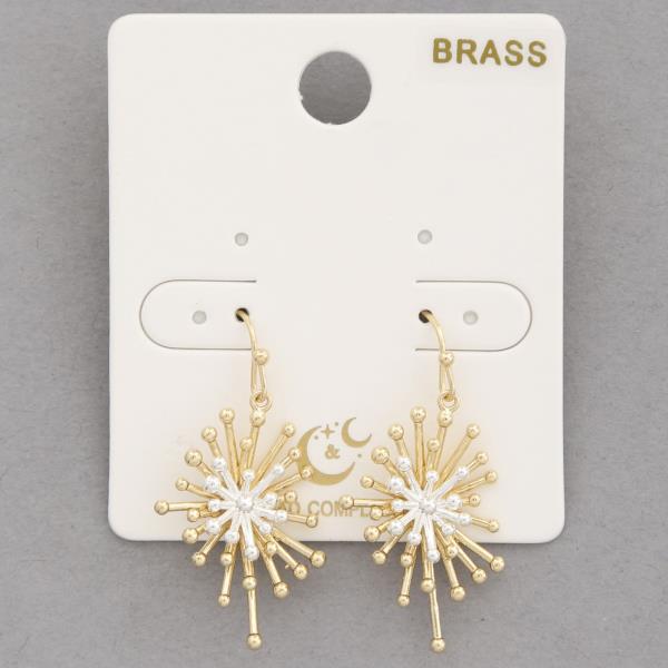 TWO TONE STARBURST METAL DANGLE EARRING