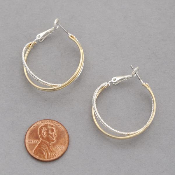 TWO TONE HOOP EARRING