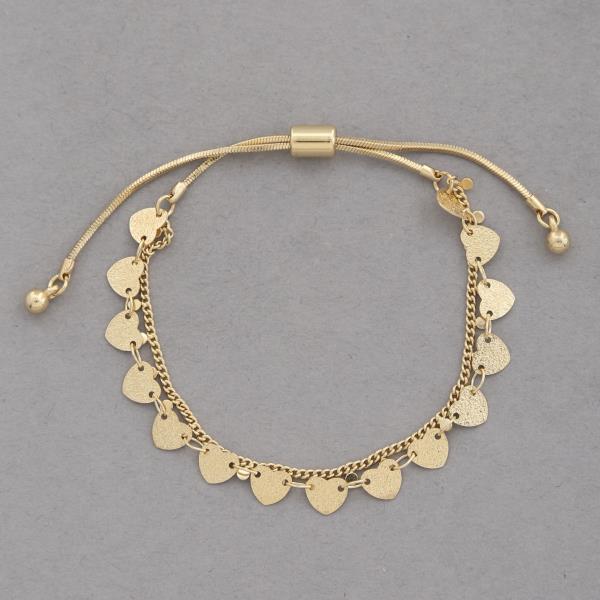 HEART CHARM LINK LAYERED METAL BRACELET