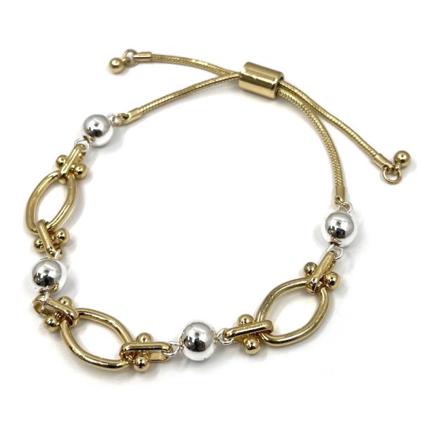 OVAL METAL BALL ADJUSTABLE BRACELET