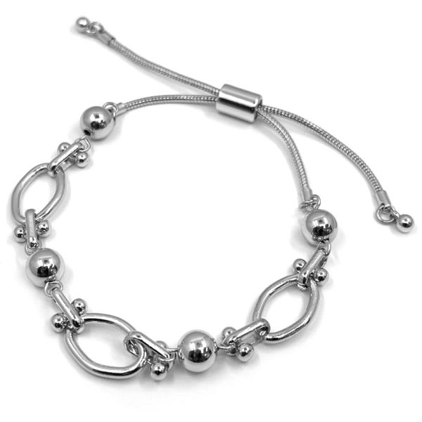 OVAL METAL BALL ADJUSTABLE BRACELET