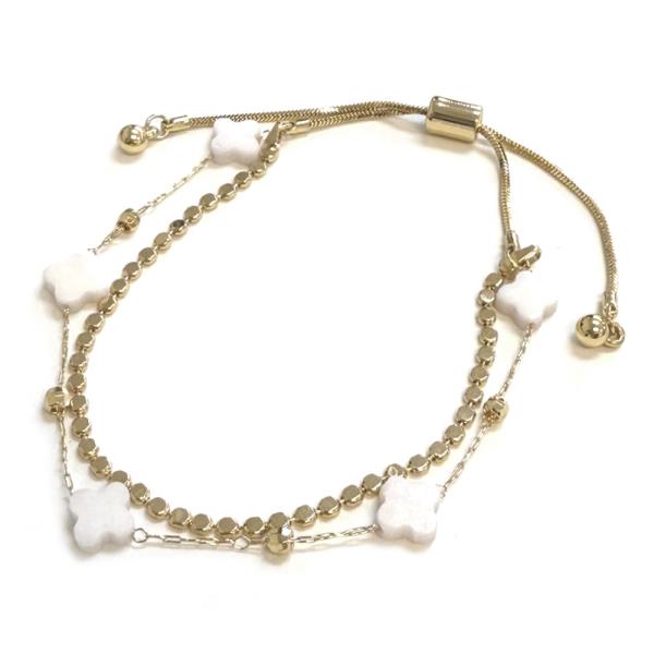 METAL CLOVER LAYERED ADJUSTABLE BRACELET