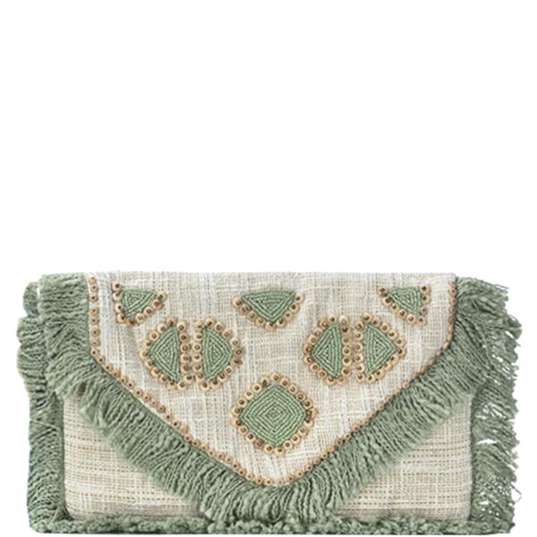 TEXTURED EMBROIDERED CLUTCH BAG