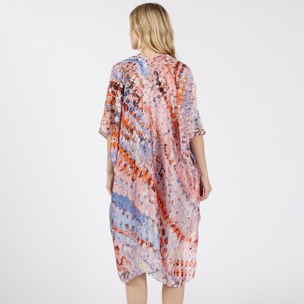 ABSTRACT PRINT SILKY FEEL KIMONO