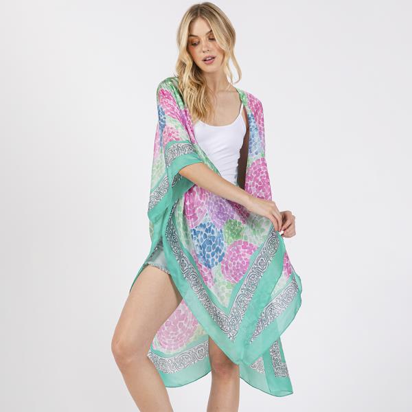 ABSTRACT PRINT SILKY FEEL KIMONO