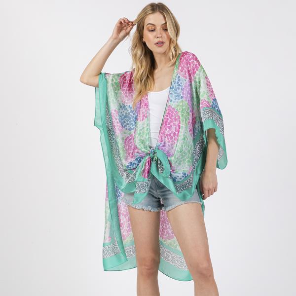 ABSTRACT PRINT SILKY FEEL KIMONO