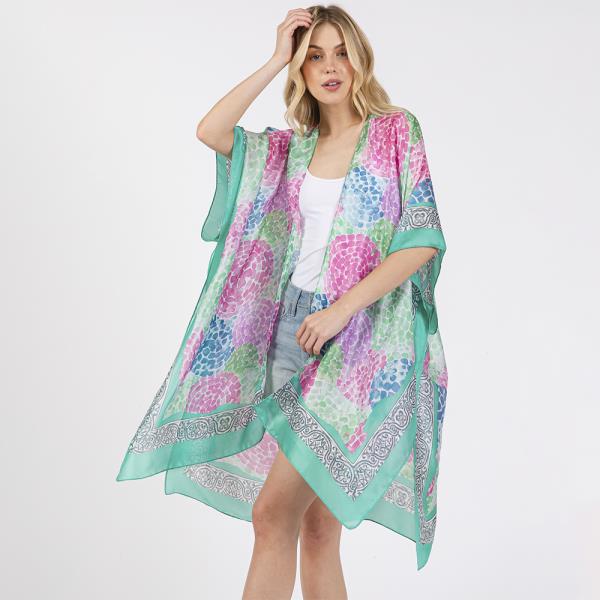 ABSTRACT PRINT SILKY FEEL KIMONO