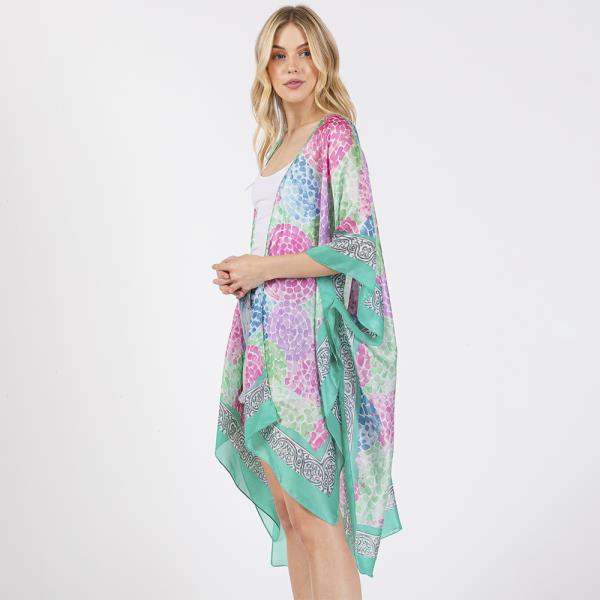 ABSTRACT PRINT SILKY FEEL KIMONO