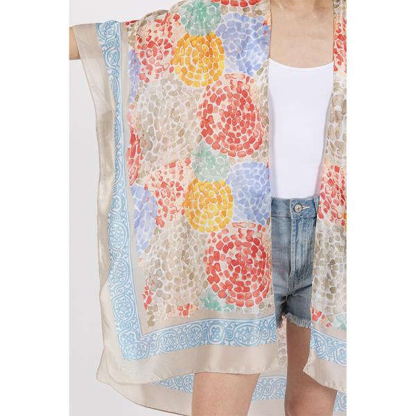 ABSTRACT PRINT SILKY FEEL KIMONO