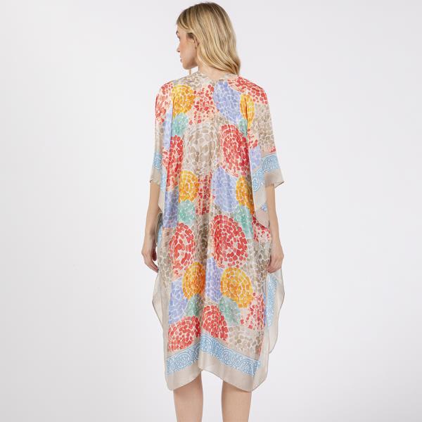 ABSTRACT PRINT SILKY FEEL KIMONO