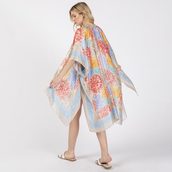 ABSTRACT PRINT SILKY FEEL KIMONO