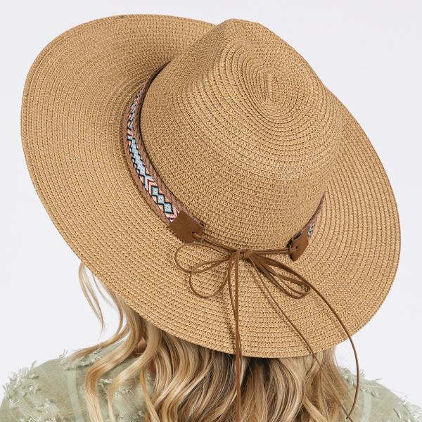 WOVEN BOHO BAND STRAW SUN HAT