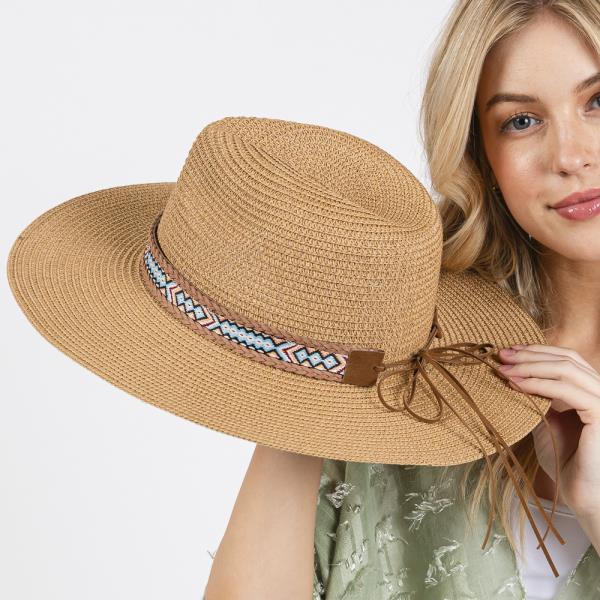 WOVEN BOHO BAND STRAW SUN HAT