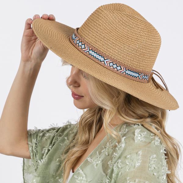 WOVEN BOHO BAND STRAW SUN HAT