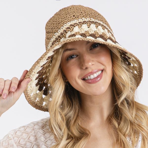 MULTI COLOR STRAW BUCKET HAT