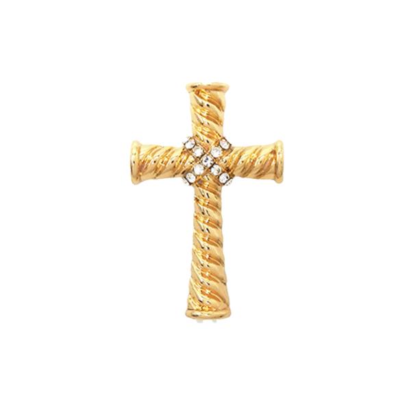 CABLE TEXTURED CROSS BROOCH