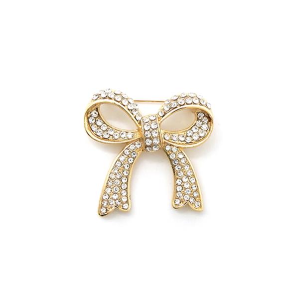 RHINESTONE BOW TIE BROOCH