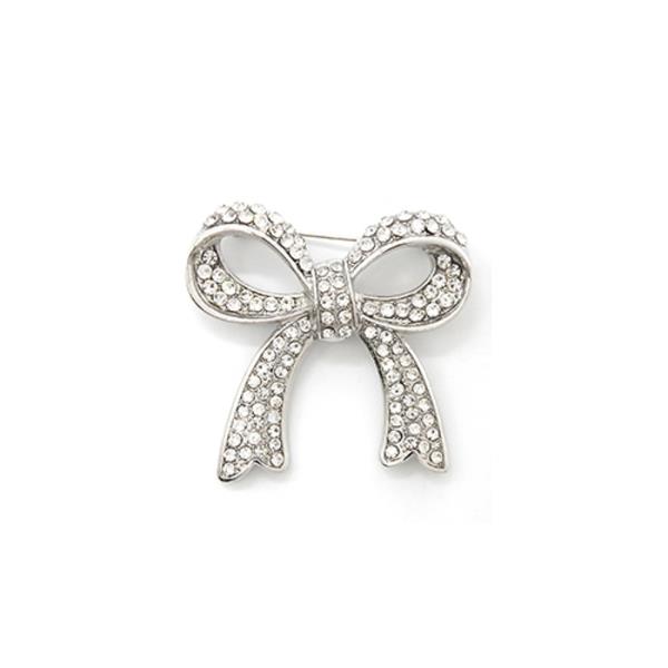 RHINESTONE BOW TIE BROOCH