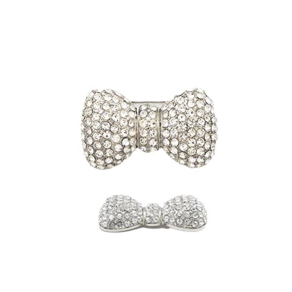 BOW SHAPE RHINESTONE BROOCH