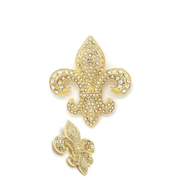 FLUER DE LIS RHINESTONE BROOCH