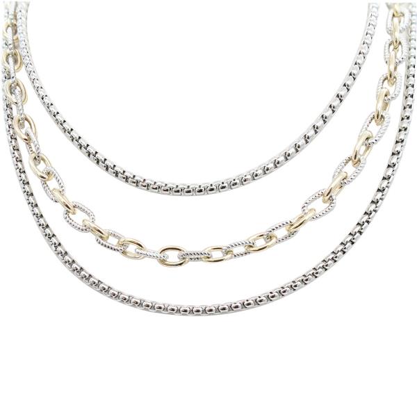 TWO TONE PLATED LAYERED NECKLACE