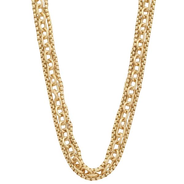 TWO TONE PLATED LAYERED NECKLACE