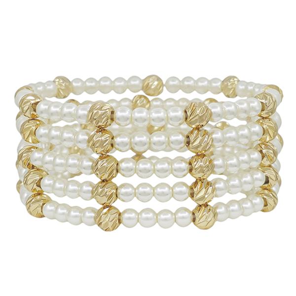 5 SET TX CCB AC PEARL STRETCH BRACELET SET