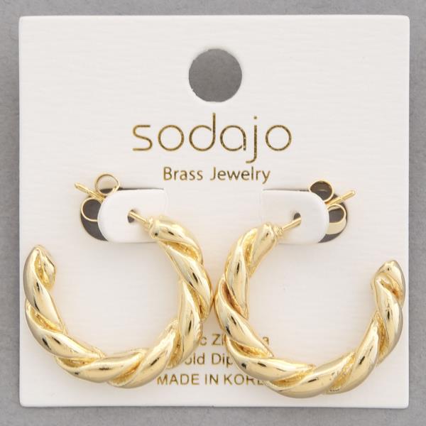 SODAJO TWISTED OPEN HOOP GOLD DIPPED EARRING