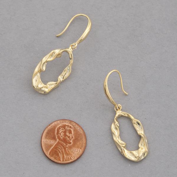 SODAJO ORGANIC SHAPE METAL GOLD DIPPED DANGLE EARRING