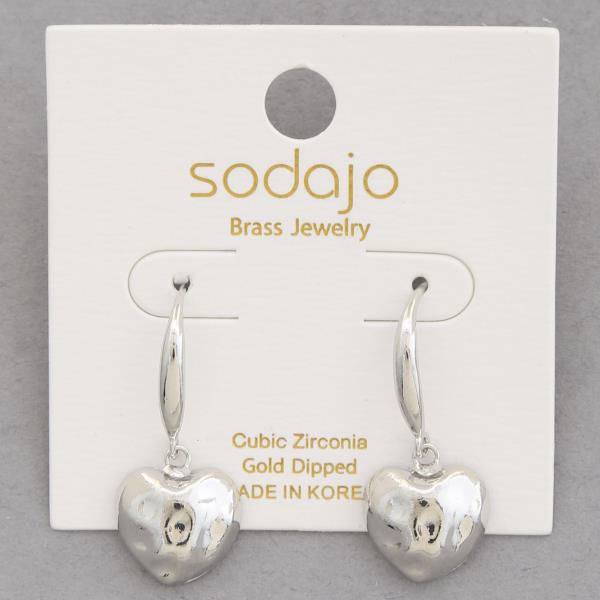 SODAJO HAMMERED METAL HEART GOLD DIPPED DANGLE EARRING