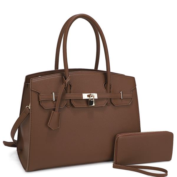 2IN1 TEXTURED SATCHEL W WALLET SET
