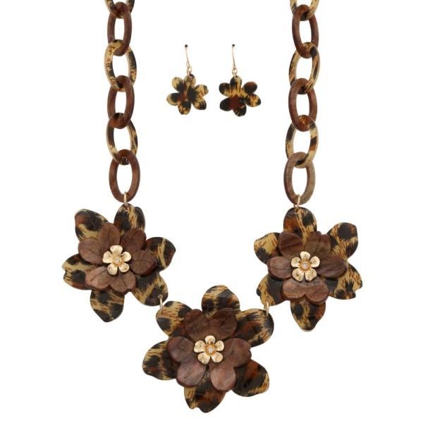 ACETATE FLOWER LINK NECKLACE
