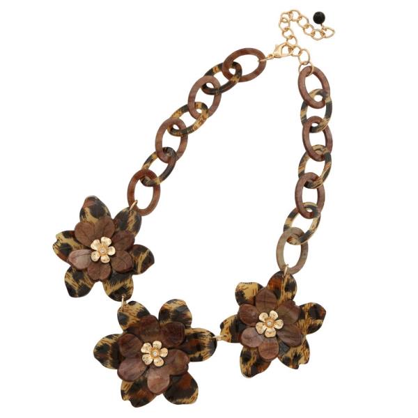 ACETATE FLOWER LINK NECKLACE