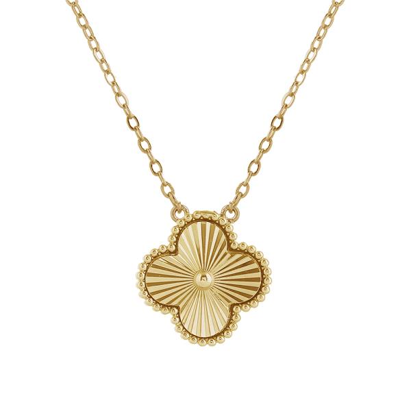 14K GOLD DIPPED RADIANT CLOVER PENDANT NECKLACE