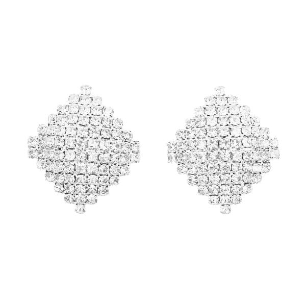 RHINESTONE RHOMBUS CRYSTAL POST EARRING