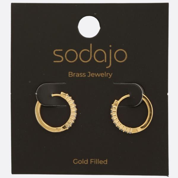 SODAJO CRYSTAL EDGE GOLD FILLED HOOP EARRING