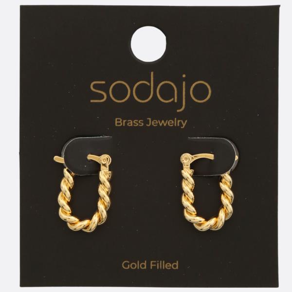 SODAJO TWISTED U SHAPE GOLD FILLED EARRING