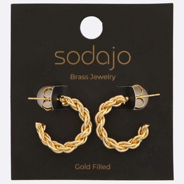 SODAJO BRAIDED OPEN HOOP GOLD FILLED EARRING