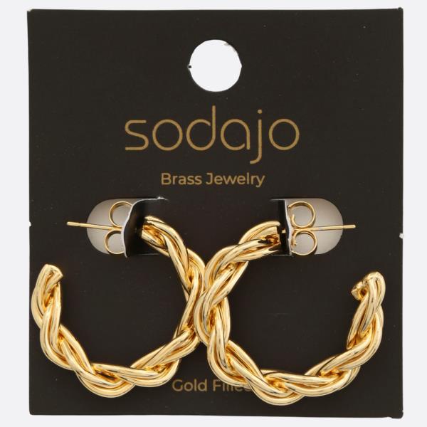 SODAJO TWISTED OPEN HOOP GOLD FILLED EARRING