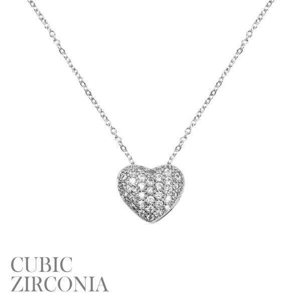 CZ PAVE MD HEART NECKLACE