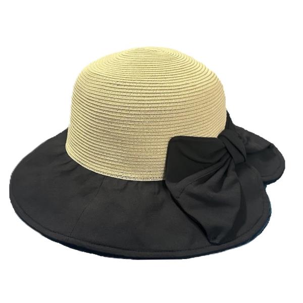 STRAW BACK RIBBON BAND SUN HAT