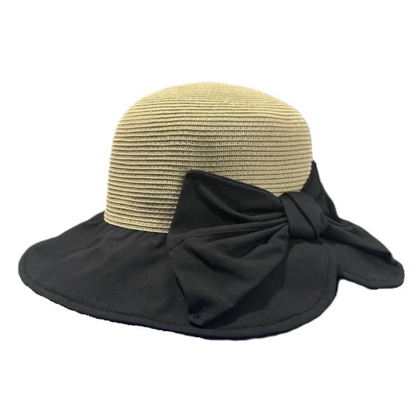 STRAW BACK RIBBON BAND SUN HAT