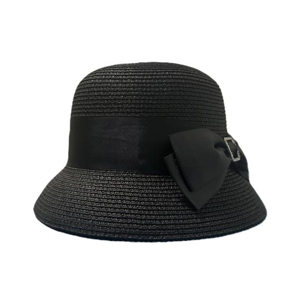 STRAW BAND PANAMA BUCKET SUN HAT