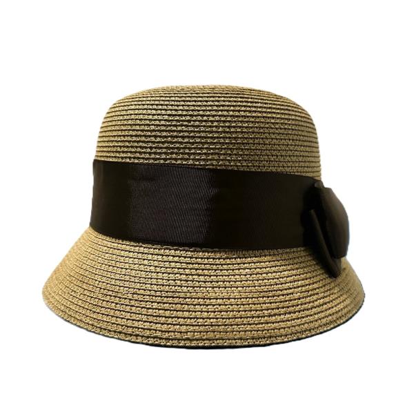 STRAW BAND PANAMA BUCKET SUN HAT