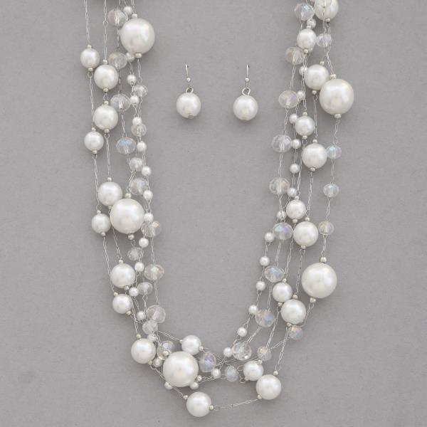 PEARL BEAD LAYERED NECKLACE